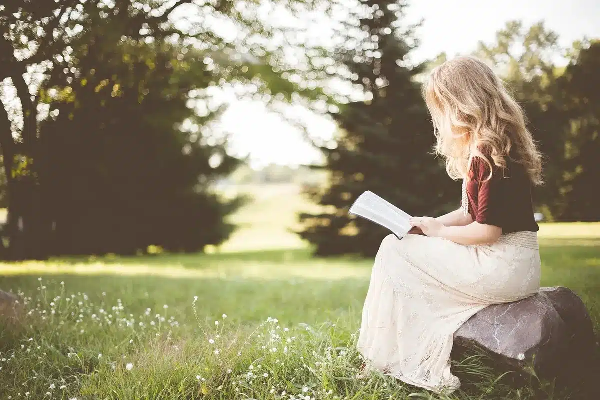 Différents types de livres et lecteurs : fantasy, romance, essai, illustrant la diversité des goûts.